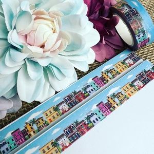 Charming Coastal Town, Colorful Homes & Buildings On The Water, Washi Tape Roll
